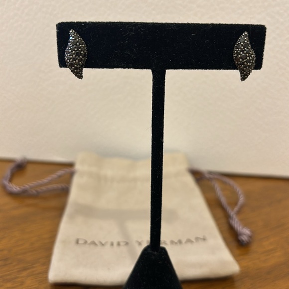 David Yurman black diamond stud earrings - Picture 4 of 5